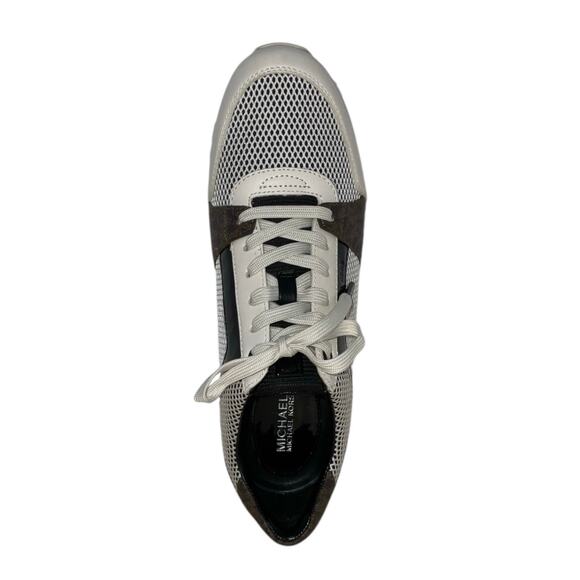 Michael Kors Women\'s Billie Leather Trainer Sneakers White Black Size 10